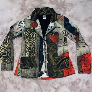 Multicolored suit jacket with buttons